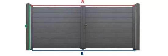 Portail brise vue aluminium double battant en kit *Étape requise